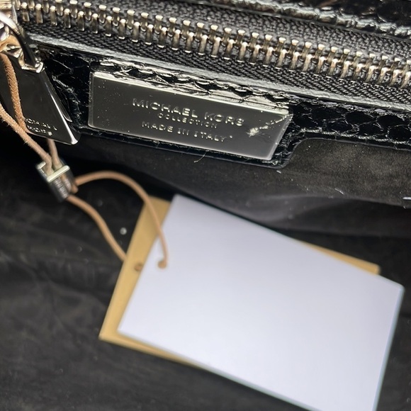 Michael Kors Collection Bancroft Medium Glitter and Snakeskin Shoulder Bag - Picture 12 of 15